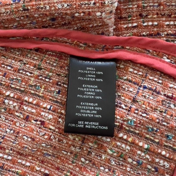 Anthropologie Filtre Women's Size 10 Orange Tweed Blazer Jacket - Picture 10 of 10
